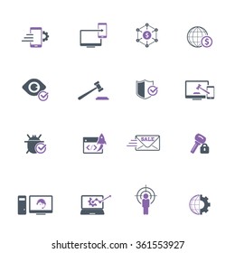 Set of 16 internet marketing related icons. Editable vector icons for video, mobile apps, Web sites and print projects.