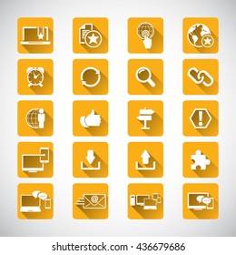 Set of 16 internet marketing related icons. Editable vector icons for video, mobile apps, Web sites and print projects.