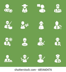Set Of 16 Job Icons Set.Collection Of Officer, Tray, Planner And Other Elements.