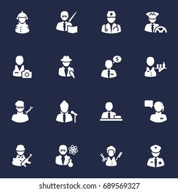 Set Of 16 Job Icons Set.Collection Of Medic, Planner, Stylist And Other Elements.