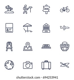 Set Of 16 Journey Outline Icons Set.Collection Of Case, Photo, Building And Other Elements.