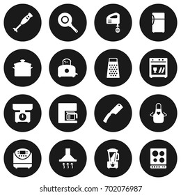 Set Of 16 Kitchen Icons Set.Collection Of Slicer, Pan, Washing Machine And Other Elements.