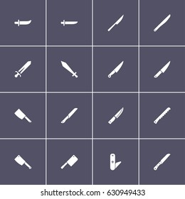 set of 16 knife icons