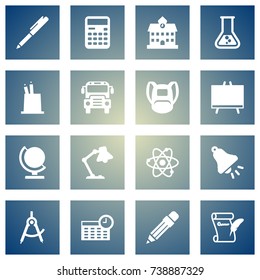 Set Of 16 Knowledge Icons Set.Collection Of Writing, Pen Holder, Globe And Other Elements.