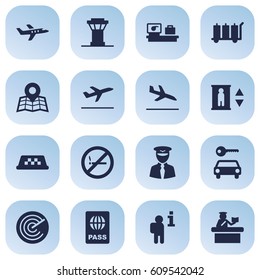 Set Of 16 Land Icons Set.Collection Of Data, Leaving, Hire And Other Elements.
