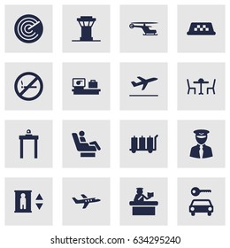 Set Of 16 Land Icons Set.Collection Of Automobile, Vip, Metal Detector And Other Elements.