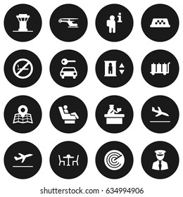 Set Of 16 Land Icons Set.Collection Of Cab, Aviator, Leaving And Other Elements.