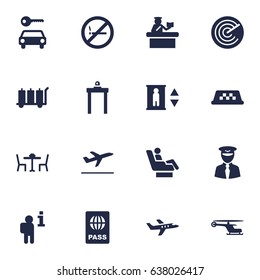 Set Of 16 Land Icons Set.Collection Of Metal Detector, Carriage, Cab And Other Elements.