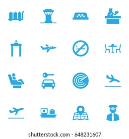 Set Of 16 Land Icons Set.Collection Of Vip, Leaving, Aviator And Other Elements.