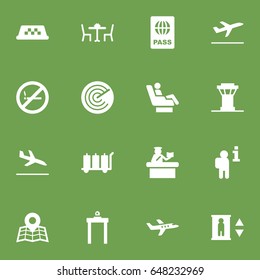 Set Of 16 Land Icons Set.Collection Of Passport, Restaurant, Carriage And Other Elements.