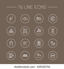 Set Of 16 Land Outline Icons Set.Collection Of Sit, Data, Business Class And Other Elements.