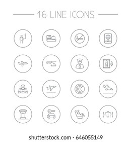 Set Of 16 Land Outline Icons Set.Collection Of Car Rent, Certification, Detection And Other Elements.