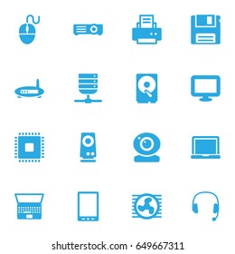 Set Of 16 Laptop Icons Set.Collection Of Notebook, Palmtop, Show And Other Elements.