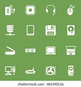 Set Of 16 Laptop Icons Set.Collection Of Supply, Datacenter, Computer And Other Elements.
