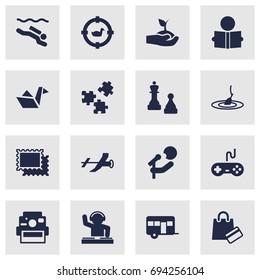 Set Of 16 Lifestyle Icons Set.Collection Of Checkmate, Learning, Target And Other Elements.