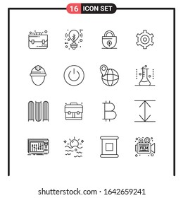 Set of 16 Line Style Icons for web and mobile. Outline Symbols for print. Line Icon Signs Isolated on White Background. 16 Icon Set.