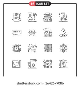 Set of 16 Line Style Icons for web and mobile. Outline Symbols for print. Line Icon Signs Isolated on White Background. 16 Icon Set.