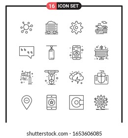 Set of 16 Line Style Icons for web and mobile. Outline Symbols for print. Line Icon Signs Isolated on White Background. 16 Icon Set.