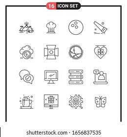 Set of 16 Line Style Icons for web and mobile. Outline Symbols for print. Line Icon Signs Isolated on White Background. 16 Icon Set.