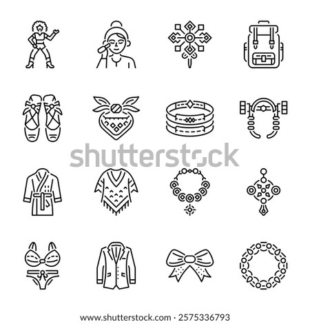 Set of 16 Linear Style Fashion Icons

