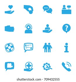 Set Of 16 Maintenance Icons Set.Collection Of Hand, Help , Friendship Elements.