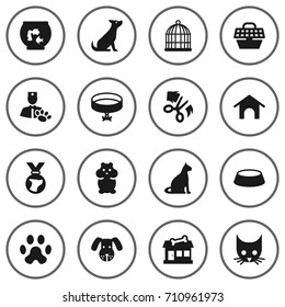 Set Of 16 Mammal Icons Set.Collection Of Store, Home, Rat And Other Elements.