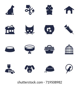 Set Of 16 Mammal Icons Set.Collection Of Injection, Scissor, Dish And Other Elements.
