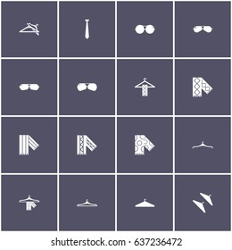 set of 16 man accessories such as sunglass, scarf, hanger and tie icon
