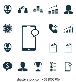 Set Of 16 Management Icons. Can Be Used For Web, Mobile, UI And Infographic Design. Includes Elements Such As Profile, Discussion, Male And More.