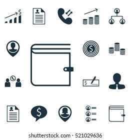Set Of 16 Management Icons. Can Be Used For Web, Mobile, UI And Infographic Design. Includes Elements Such As List, Application, Purse And More.