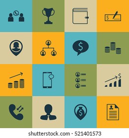 Set Of 16 Management Icons. Can Be Used For Web, Mobile, UI And Infographic Design. Includes Elements Such As Prize, List, Resume And More.
