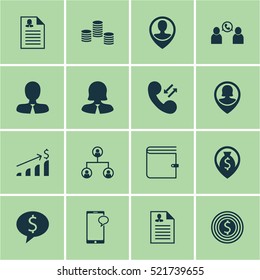 Set Of 16 Management Icons. Can Be Used For Web, Mobile, UI And Infographic Design. Includes Elements Such As Success, Goal, Call And More.