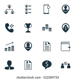 Set Of 16 Management Icons. Can Be Used For Web, Mobile, UI And Infographic Design. Includes Elements Such As Cash, Applicants, Purse And More.