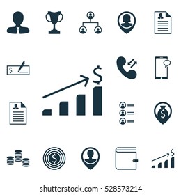 Set Of 16 Management Icons. Can Be Used For Web, Mobile, UI And Infographic Design. Includes Elements Such As Business Goal, Wallet, Tournament And More.