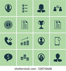 Set Of 16 Management Icons. Can Be Used For Web, Mobile, UI And Infographic Design. Includes Elements Such As Job Applicants, Female Application, Tournament And More.