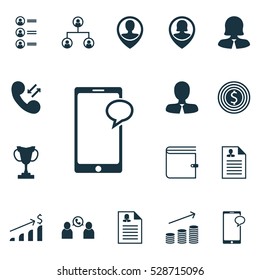 Set Of 16 Management Icons. Can Be Used For Web, Mobile, UI And Infographic Design. Includes Elements Such As Manager, Tournament, Tree Structure And More.