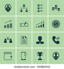 Set Of 16 Management Icons. Includes Successful Investment, Messaging, Manager And Other Symbols. Beautiful Design Elements.