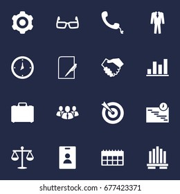Set Of 16 Management Icons Set.Collection Of Goal, Pen, Id Card And Other Elements.