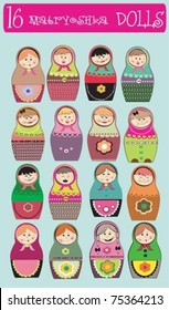 Set of 16 matryoshka dolls