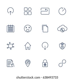 Set with 16 mix icons for app, sites, mobile.