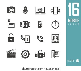 Set of 16 mobile icons
