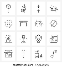 Set of 16 Modern Line Icons of emote; controller; screen; game controller; game Vector Illustration