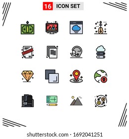 Set of 16 Modern UI Icons Symbols Signs for back to school; approved; communication; application; music Editable Creative Vector Design Elements