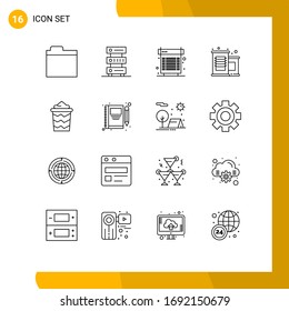 Set of 16 Modern UI Icons Symbols Signs for bucket; vegetable; computer; supermarket; system Editable Vector Design Elements