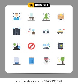 Set of 16 Modern UI Icons Symbols Signs for building; light bulb; christmas; light; bulb Editable Pack of Creative Vector Design Elements