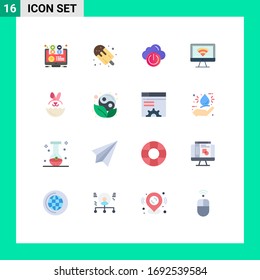 Set of 16 Modern UI Icons Symbols Signs for wifi; computer; food; off; power Editable Pack of Creative Vector Design Elements