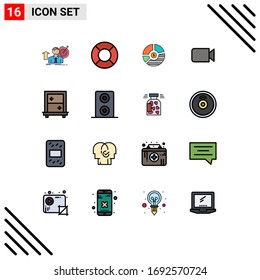 Set of 16 Modern UI Icons Symbols Signs for basic; camera; chart; statistics; graph Editable Creative Vector Design Elements