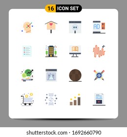 Set of 16 Modern UI Icons Symbols Signs for mobile; marketing; app; advertising; development Editable Pack of Creative Vector Design Elements
