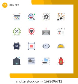 Set of 16 Modern UI Icons Symbols Signs for label; emblem; setup; battle; flame Editable Pack of Creative Vector Design Elements