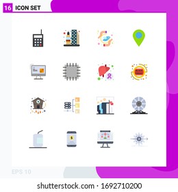 Set of 16 Modern UI Icons Symbols Signs for pin; map; space; location; peace Editable Pack of Creative Vector Design Elements